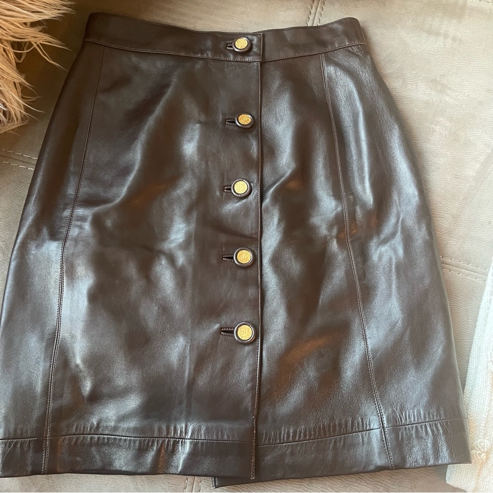 SOLD - Chanel 1993 lambskin CC button skirt